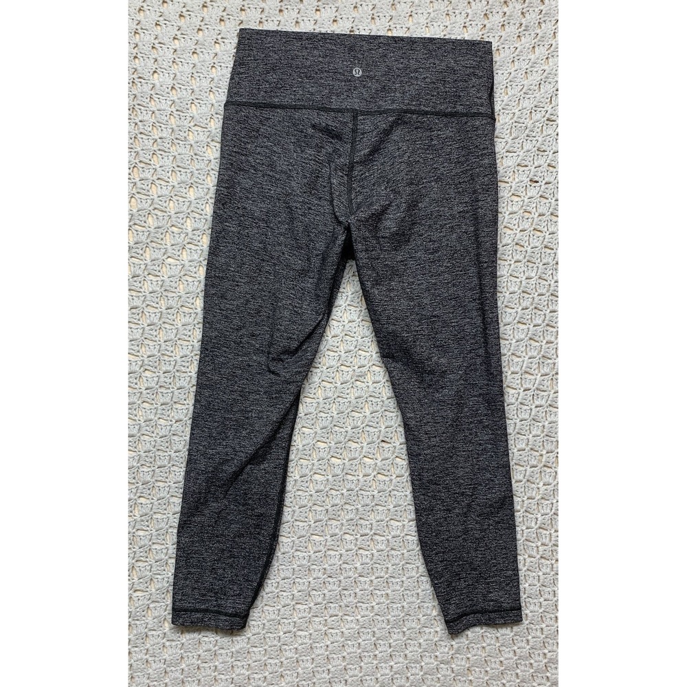 Lululemon Wunder Under Crop Leggings Women Sz 12 Gray Hi-Rise 25 Inseam Heathers